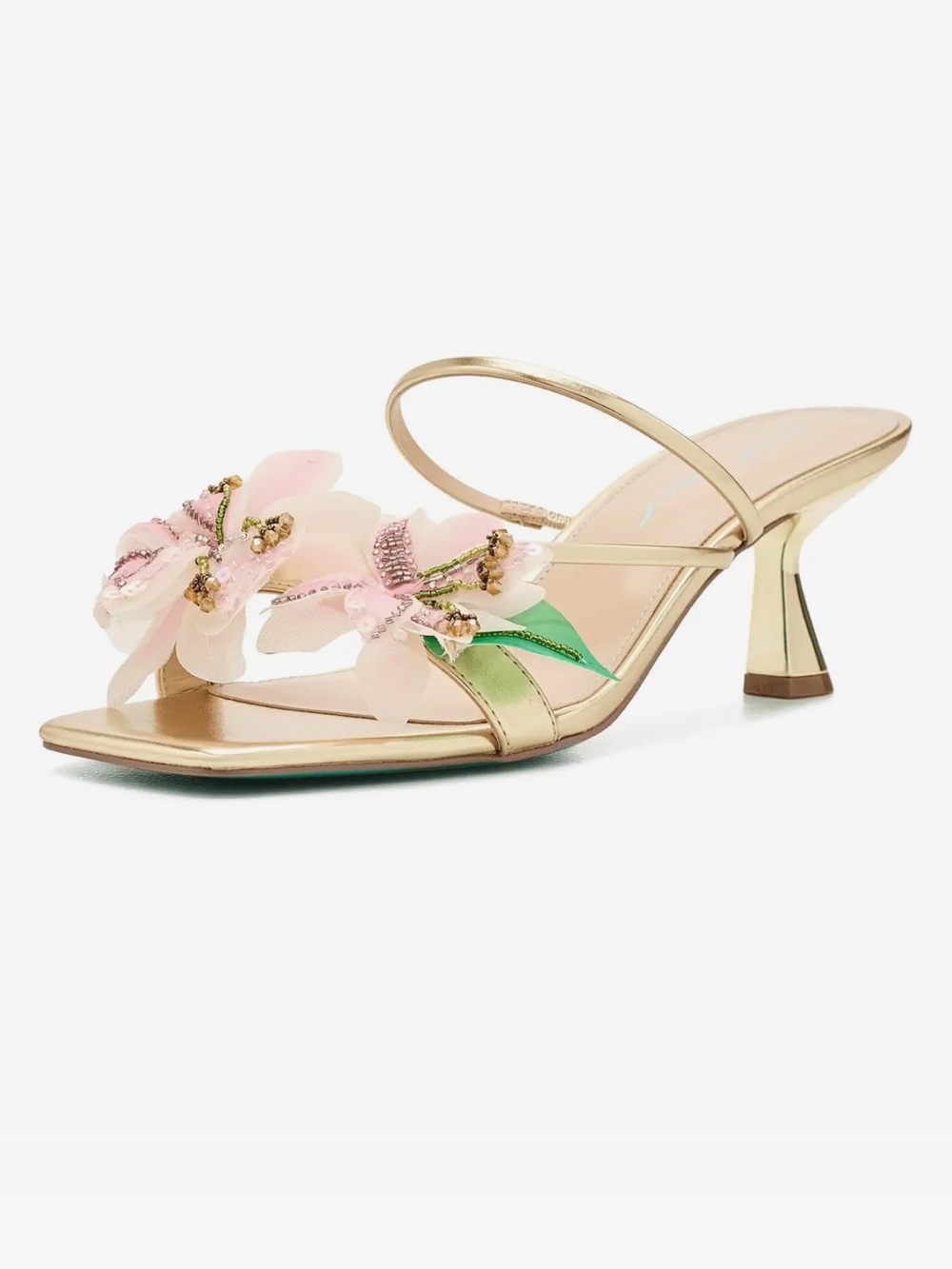 Betsey Johnson Wells Gold Floral Embellished Dress Sandals - New